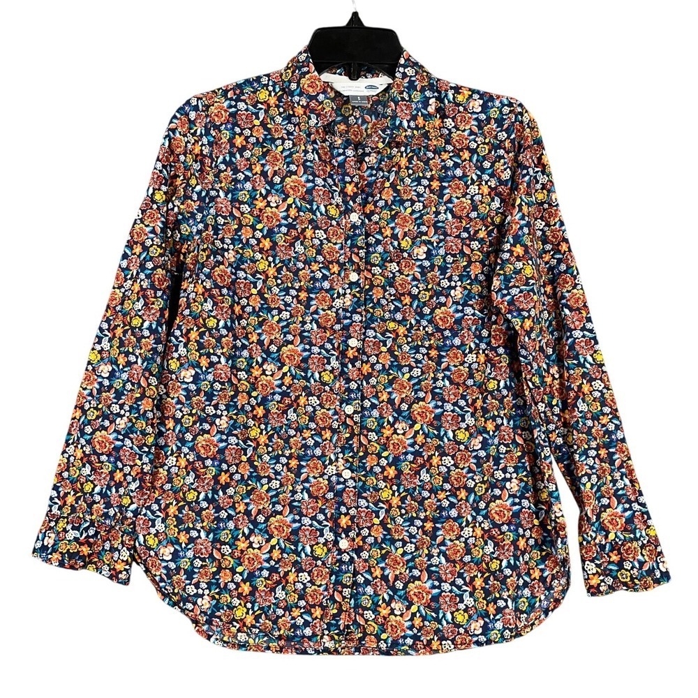 Old Navy Womens S Button Up Ditzy Floral Poplin Shirt Casual‎ Layering Everyday